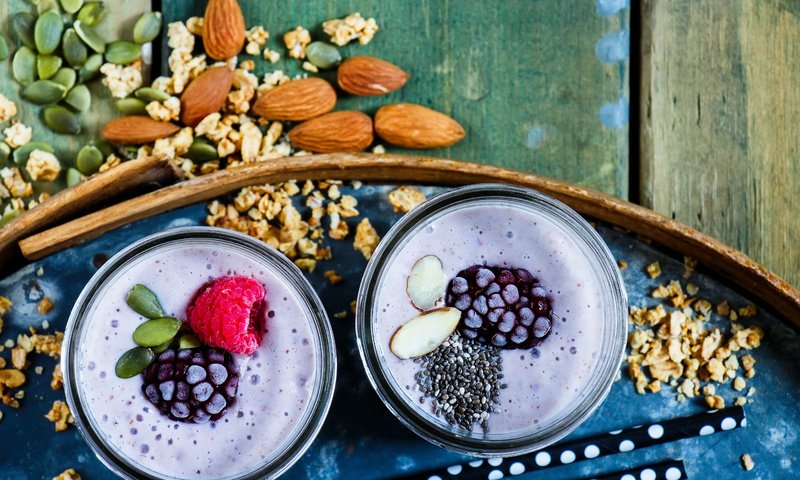 Обои орехи, напиток, малина, ягоды, завтрак, смузи, nuts, drink, raspberry, berries, breakfast, smoothies разрешение 5184x3456 Загрузить