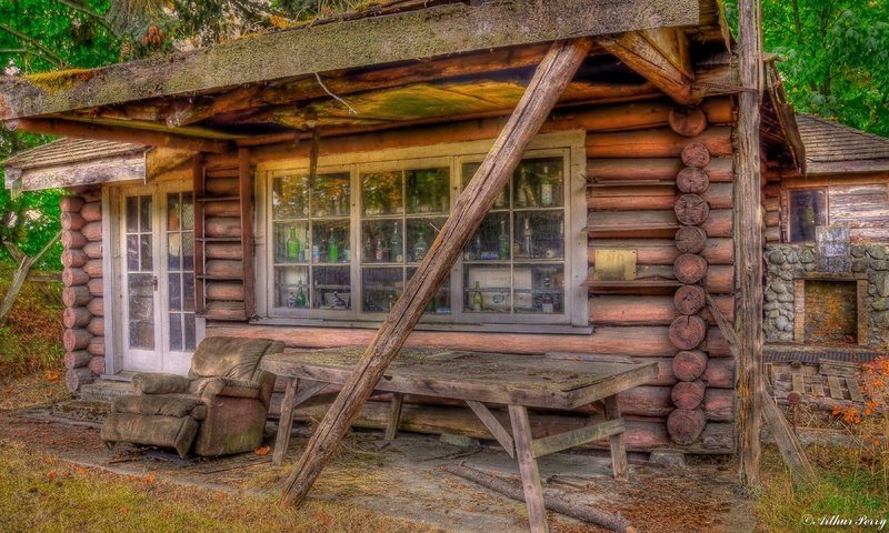 Обои лес, домик, окна, сруб, бревна, forest, house, windows, frame, logs разрешение 3840x2160 Загрузить