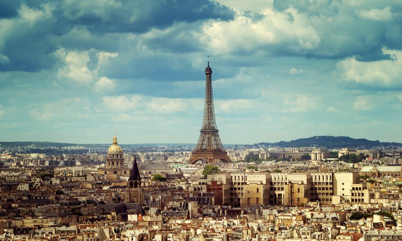 Обои небо, облака, город, париж, франция, эйфелева башня, the sky, clouds, the city, paris, france, eiffel tower разрешение 4500x3003 Загрузить