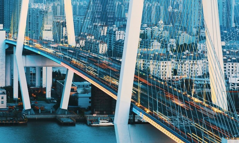 Обои река, мост, город, шанхай, китай, здания, river, bridge, the city, shanghai, china, building разрешение 1920x1280 Загрузить