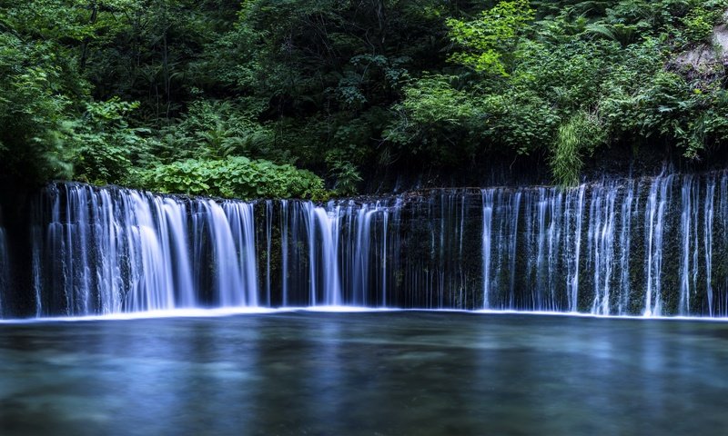 Обои деревья, вода, река, камни, водопад, поток, trees, water, river, stones, waterfall, stream разрешение 3500x1710 Загрузить