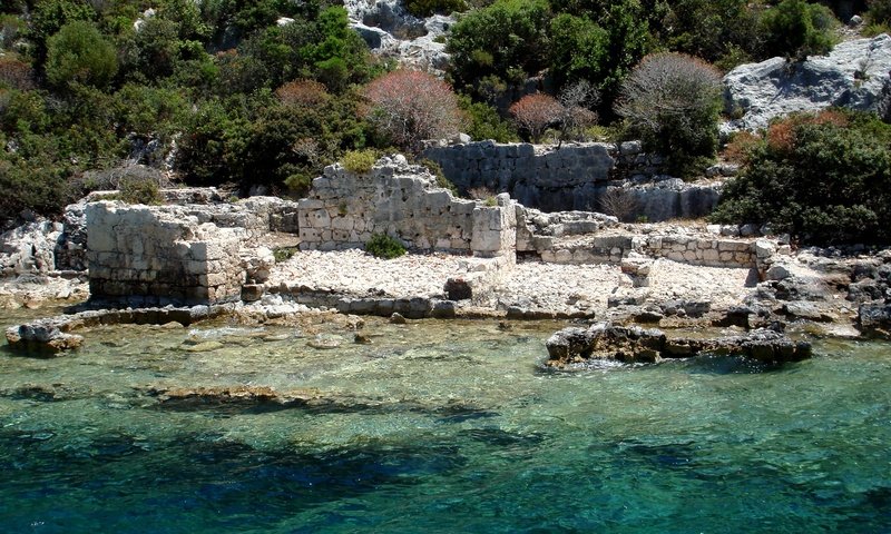 Обои море, руины, турция, 4, kekova island, demre, sea, ruins, turkey разрешение 1920x1080 Загрузить