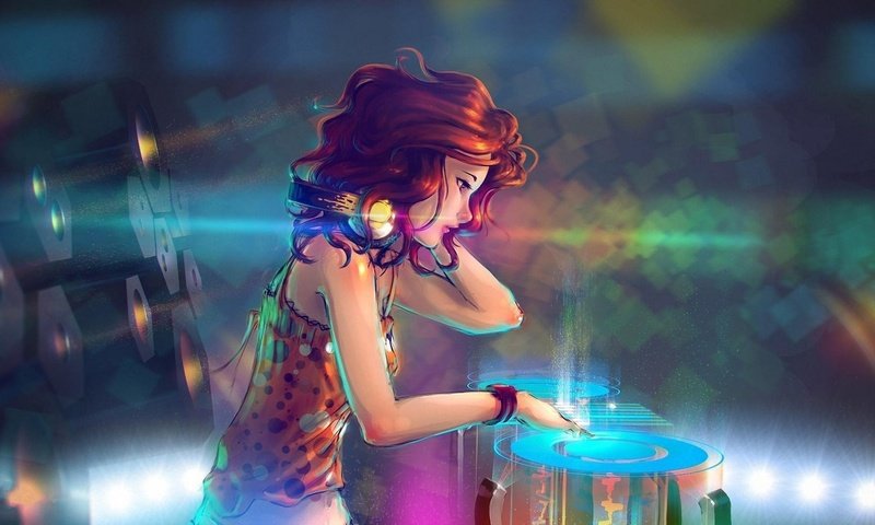 Обои девушка, музыка, наушники, диджей, girl, music, headphones, dj разрешение 2560x1440 Загрузить