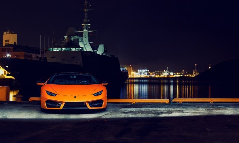 Обои ночь, огни, корабль, авто, порт, lamborghini huracan, night, lights, ship, auto, port разрешение 1920x1080 Загрузить