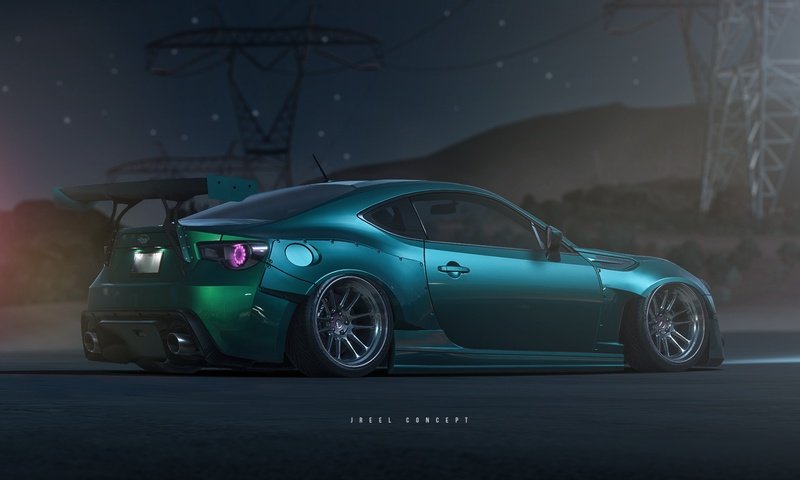 Обои арт, ночь, машина, авто, рендеринг, жажда скорости, субару, subaru brz, art, night, machine, auto, rendering, need for speed, subaru разрешение 1920x1080 Загрузить