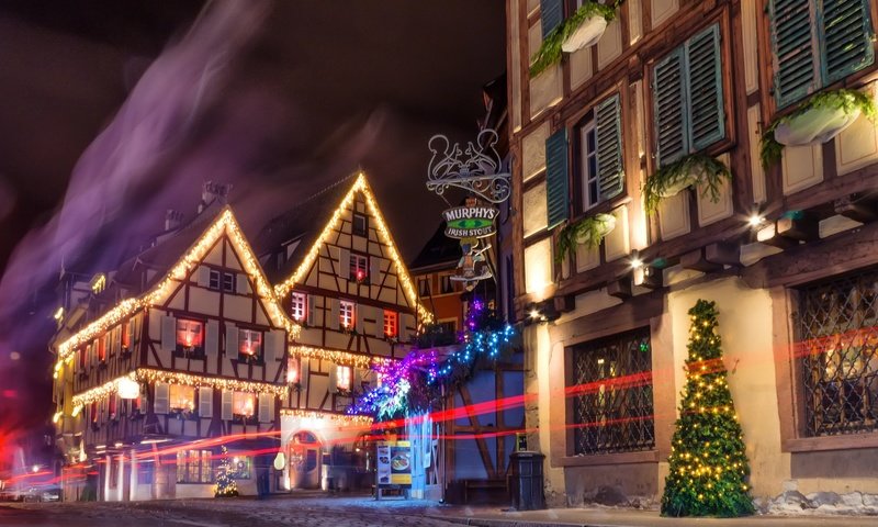 Обои ночь, огни, франция, рождество, кольмар, night, lights, france, christmas, colmar разрешение 2048x1363 Загрузить