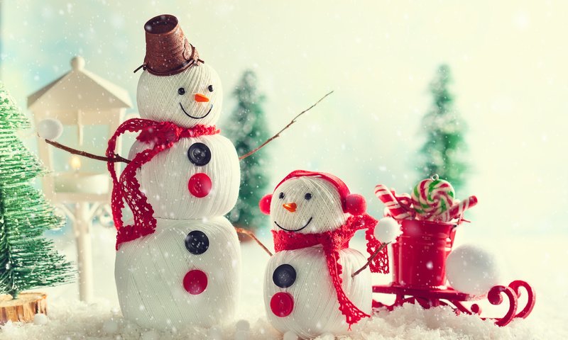 Обои снег, композиция, новый год, декор, конфеты, праздник, рождество, снеговики, санки, фигурка, snow, composition, new year, decor, candy, holiday, christmas, snowmen, sled, figure разрешение 5264x3657 Загрузить