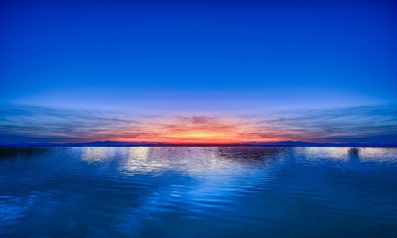 Обои небо, закат, море, горизонт, the sky, sunset, sea, horizon разрешение 7680x4320 Загрузить