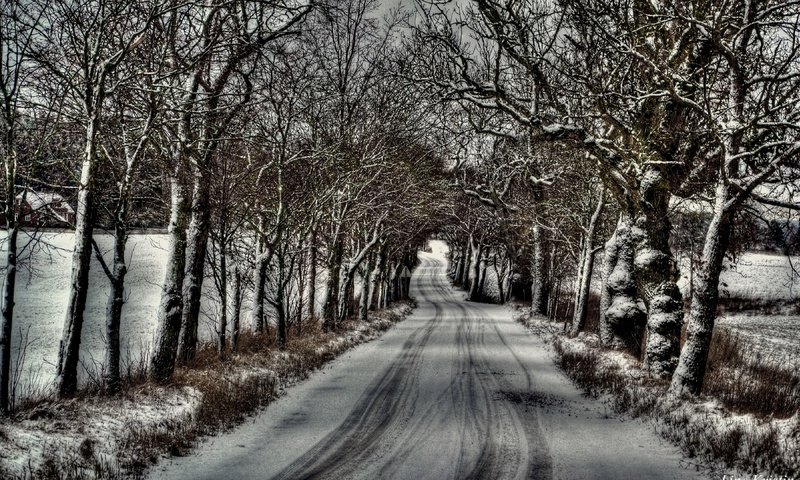 Обои дорога, снег, road, snow разрешение 3840x2160 Загрузить