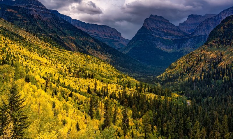 Обои горы, лес, осень, склоны, mountains, forest, autumn, the slopes разрешение 3072x2048 Загрузить