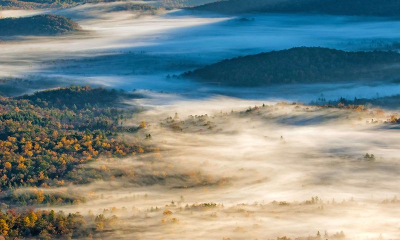 Обои холмы, туман, осень, сша, северная каролина, hills, fog, autumn, usa, north carolina разрешение 5419x3048 Загрузить