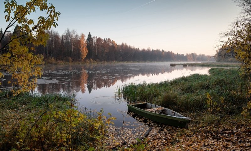 Обои осень, лодка, autumn, boat разрешение 3840x2160 Загрузить