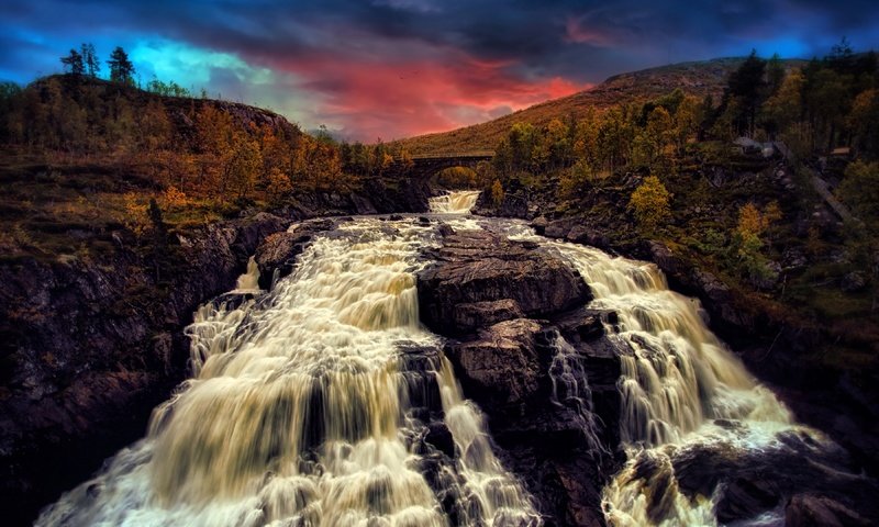 Обои река, закат, водопад, river, sunset, waterfall разрешение 3840x2160 Загрузить