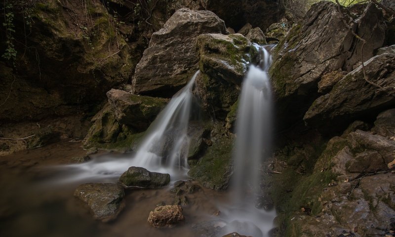 Обои скалы, камни, водопад, поток, rocks, stones, waterfall, stream разрешение 2048x1365 Загрузить