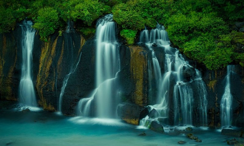 Обои водопад, поток, waterfall, stream разрешение 3840x2160 Загрузить