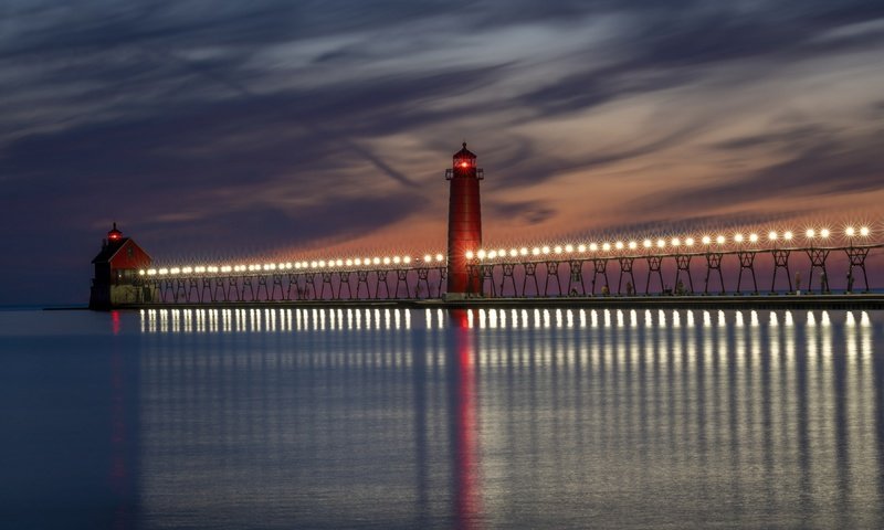 Обои маяк, мичиган, lighthouse, michigan разрешение 3840x2160 Загрузить