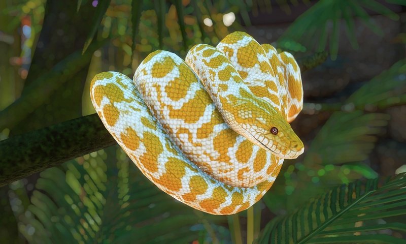 Обои природа, желтый, рендеринг, змея, питон, боке, nature, yellow, rendering, snake, python, bokeh разрешение 3840x2160 Загрузить