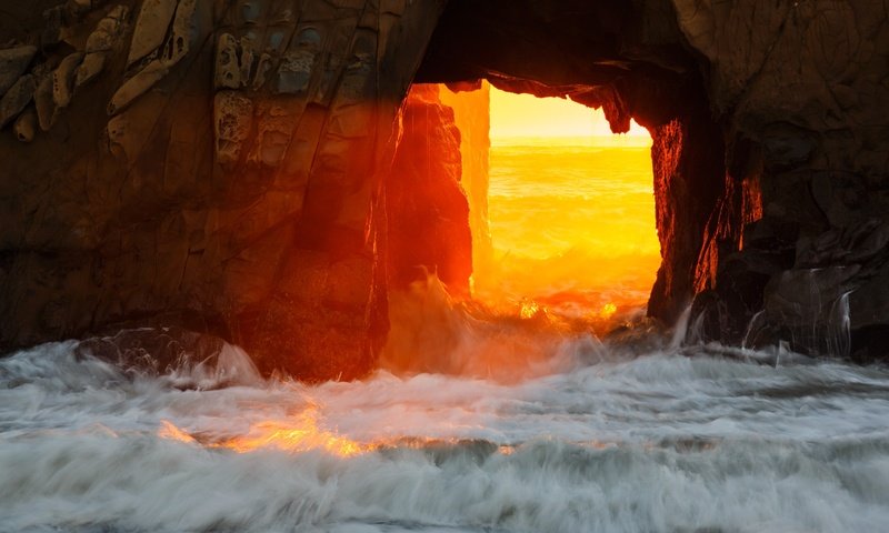 Обои скалы, закат, море, монтерей, биг-сур, rocks, sunset, sea, monterey, big sur разрешение 2048x1365 Загрузить