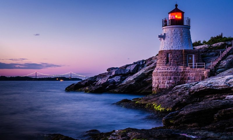 Обои маяк, сша, род-айленд, маяк касл-хилл, castle hill lighthouse, ньюпорт, lighthouse, usa разрешение 1920x1080 Загрузить