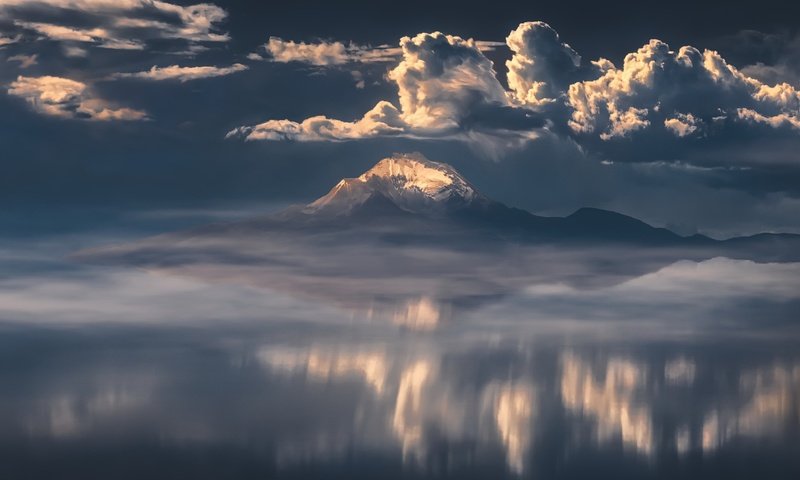 Обои небо, вода, пейзаж, море, гора, the sky, water, landscape, sea, mountain разрешение 2048x1365 Загрузить