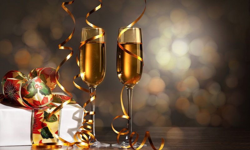 Обои новый год, бокалы, подарок, праздник, коробка, шампанское, new year, glasses, gift, holiday, box, champagne разрешение 1920x1200 Загрузить