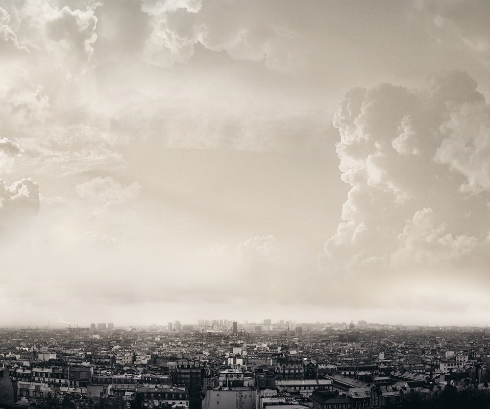 Обои облака, город, париж, clouds, the city, paris разрешение 1920x1200 Загрузить