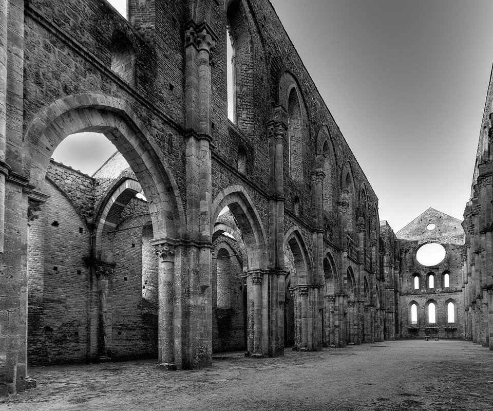 Обои развалины, черно-белая, церковь, the ruins, black and white, church разрешение 1920x1200 Загрузить