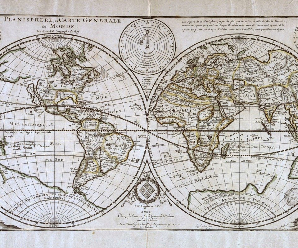 Обои карта, planisphere duval, полушария, map, hemisphere разрешение 2626x1586 Загрузить