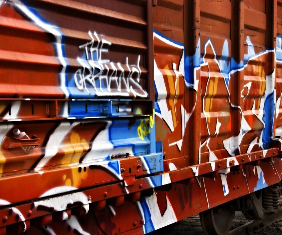 Обои поезд, граффити, вагон, train, graffiti, the car разрешение 1920x1200 Загрузить