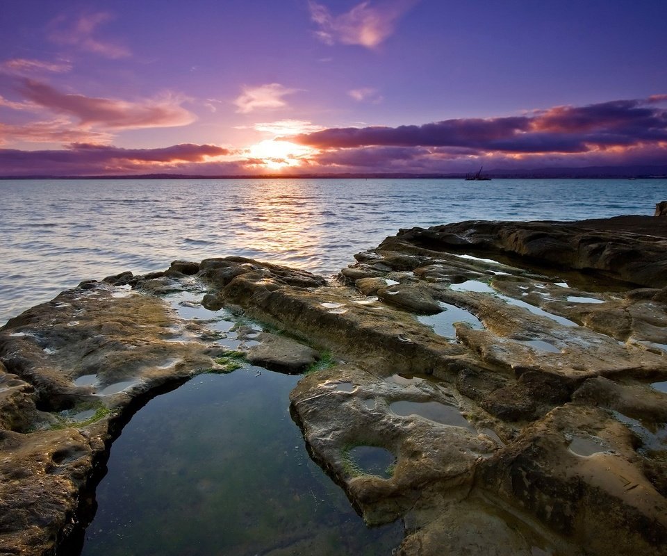 Обои вода, камни, закат, water, stones, sunset разрешение 1920x1200 Загрузить