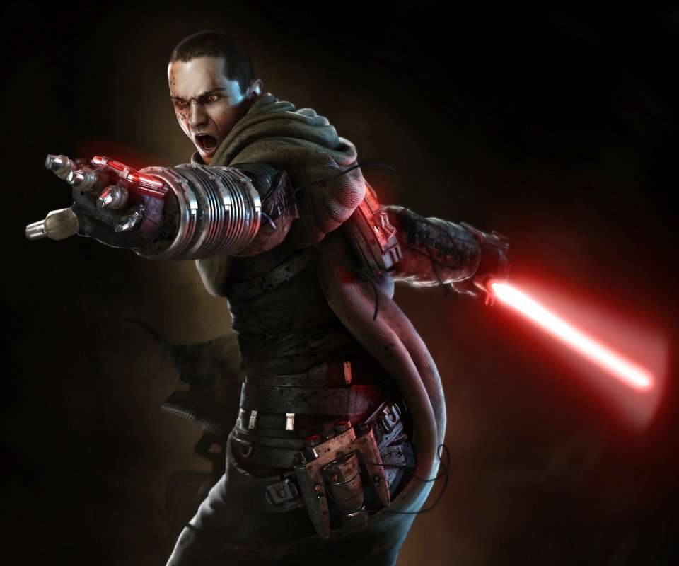 Обои звездные войны, световой меч, sw the force unleashed, старкиллер, гален марек, star wars, lightsaber, starkiller, galen marek разрешение 3840x2720 Загрузить