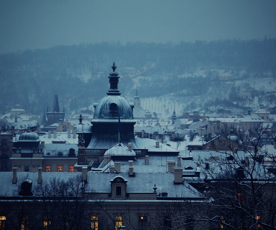 Обои зима, синий, город, winter, blue, the city разрешение 1920x1200 Загрузить