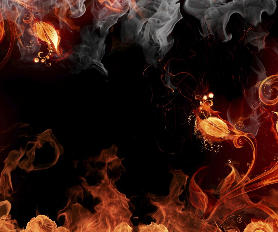Обои огонь, дым, растение, fire, smoke, plant разрешение 3840x2160 Загрузить