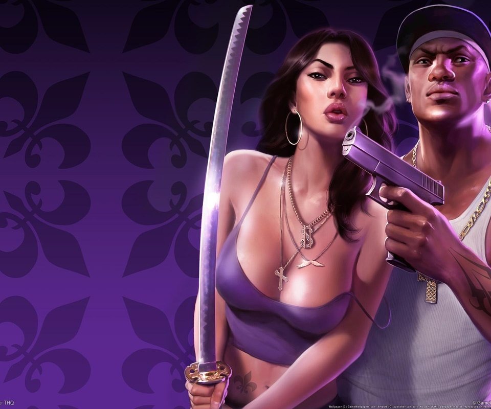 Обои девушка, пистолет, парень, saints row 2, girl, gun, guy разрешение 1920x1200 Загрузить