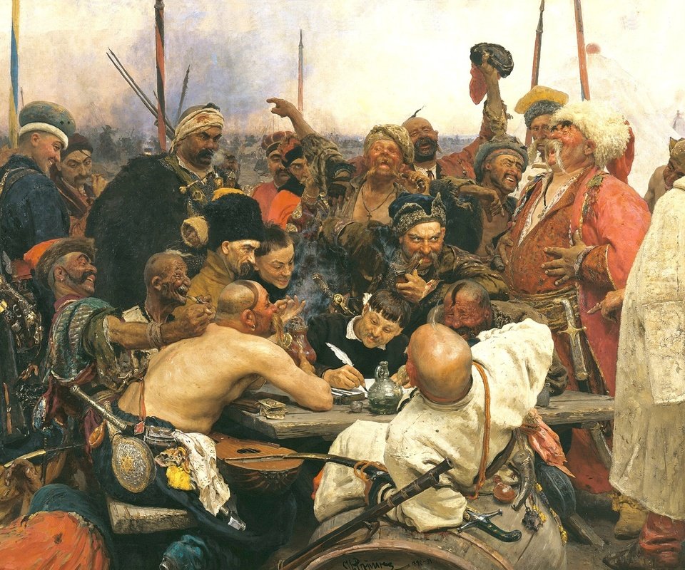 Обои картина, илья репин, запорожцы пишут письмо турецкому султану, picture, ilya repin, the cossacks writing letter to turkish sultan разрешение 2202x1300 Загрузить