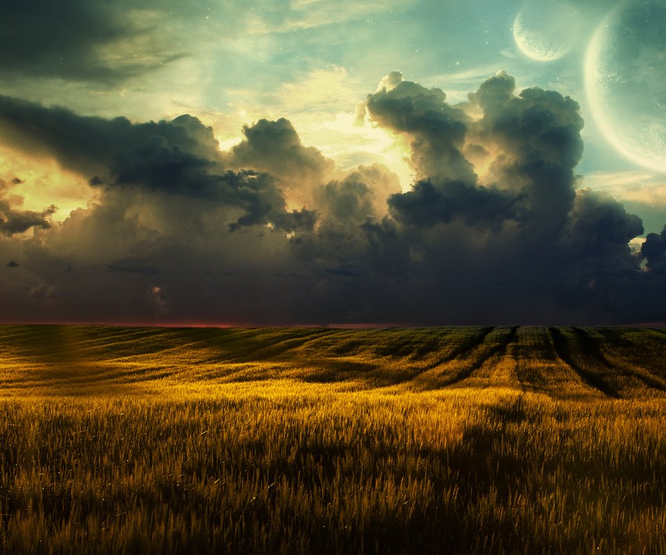 Обои облака, природа, обои, пейзаж, поле, пшеница, fields, clouds, nature, wallpaper, landscape, field, wheat разрешение 2560x1600 Загрузить