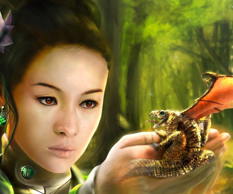 Обои дракон, азиатка, ладошки, christian suhr, dragon, asian, her hands разрешение 2560x1440 Загрузить