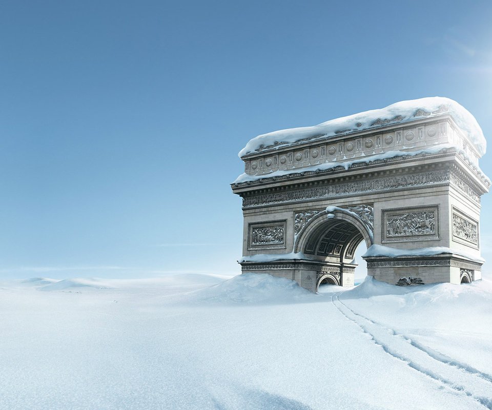 Обои снег, зима, тропа, арка, snow, winter, trail, arch разрешение 1920x1200 Загрузить