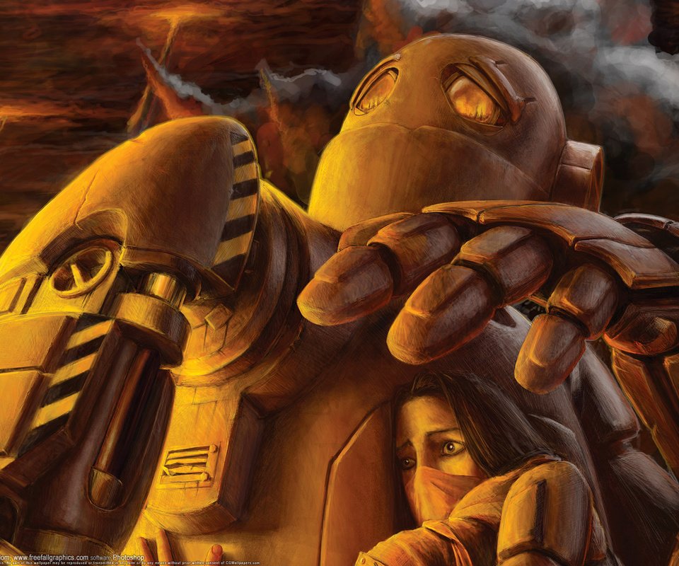 Обои девушка, война, робот, girl, war, robot разрешение 1920x1200 Загрузить