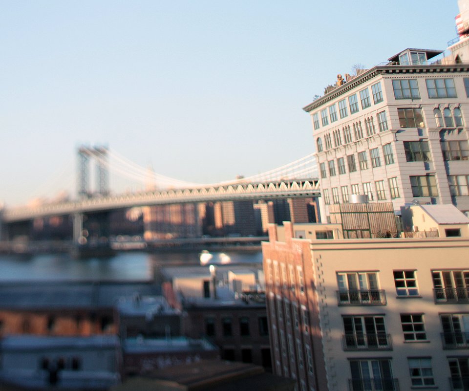 Обои нью-йорк, tilt-shift, бруклинский мост, new york, brooklyn bridge разрешение 1920x1200 Загрузить