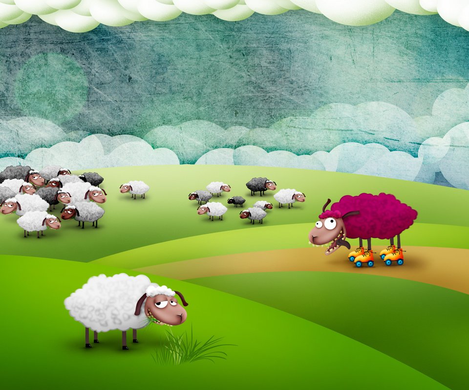 Обои поле, овцы, сумашедшая овца, field, sheep, mad sheep разрешение 2560x1600 Загрузить