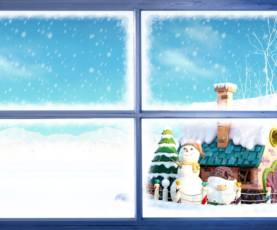 Обои новый год, окно, снеговики, new year, window, snowmen разрешение 1920x1200 Загрузить