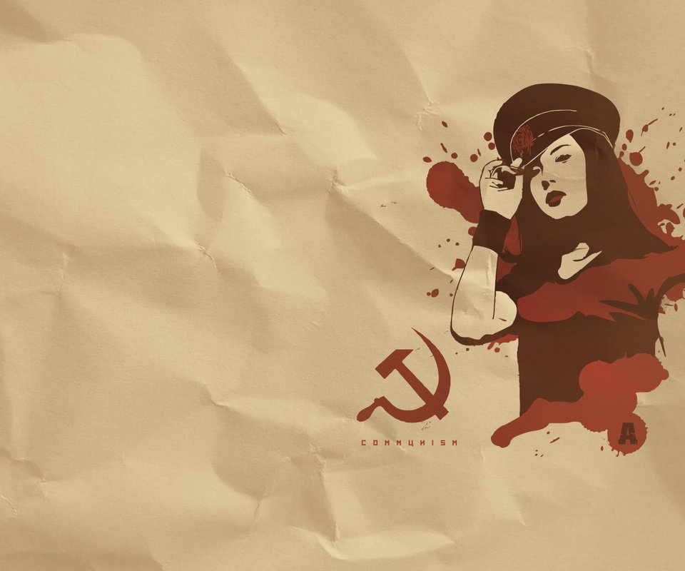 Обои девушка, серп, молот, коммунизм, фуражка, girl, hammer, communism, cap разрешение 1920x1200 Загрузить