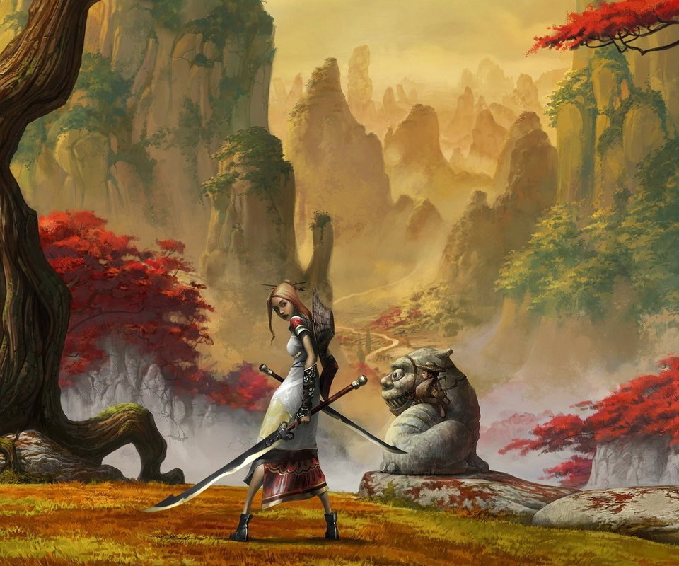 Обои горы, меч, сакура, алиса, mountains, sword, sakura, alice разрешение 1920x1200 Загрузить