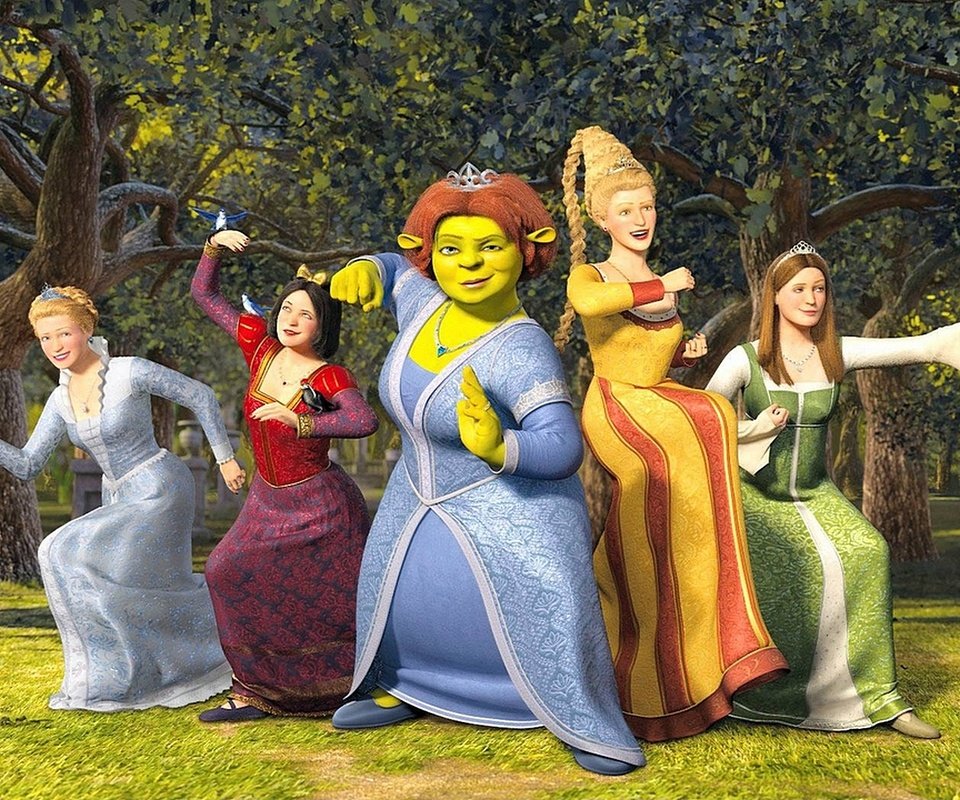 Обои банда, шрек, фиона, gang, shrek, fiona разрешение 1920x1080 Загрузить