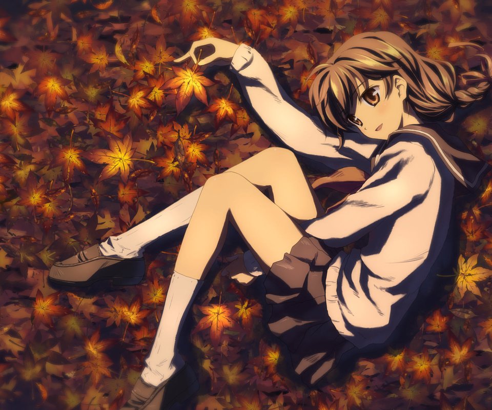 Обои листья, девушка, осень, leaves, girl, autumn разрешение 1920x1200 Загрузить