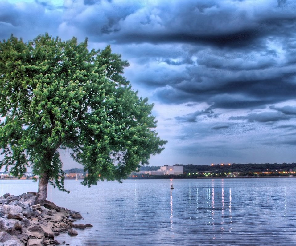 Обои облака, озеро, природа, дерево, отражение, clouds, lake, nature, tree, reflection разрешение 1920x1080 Загрузить