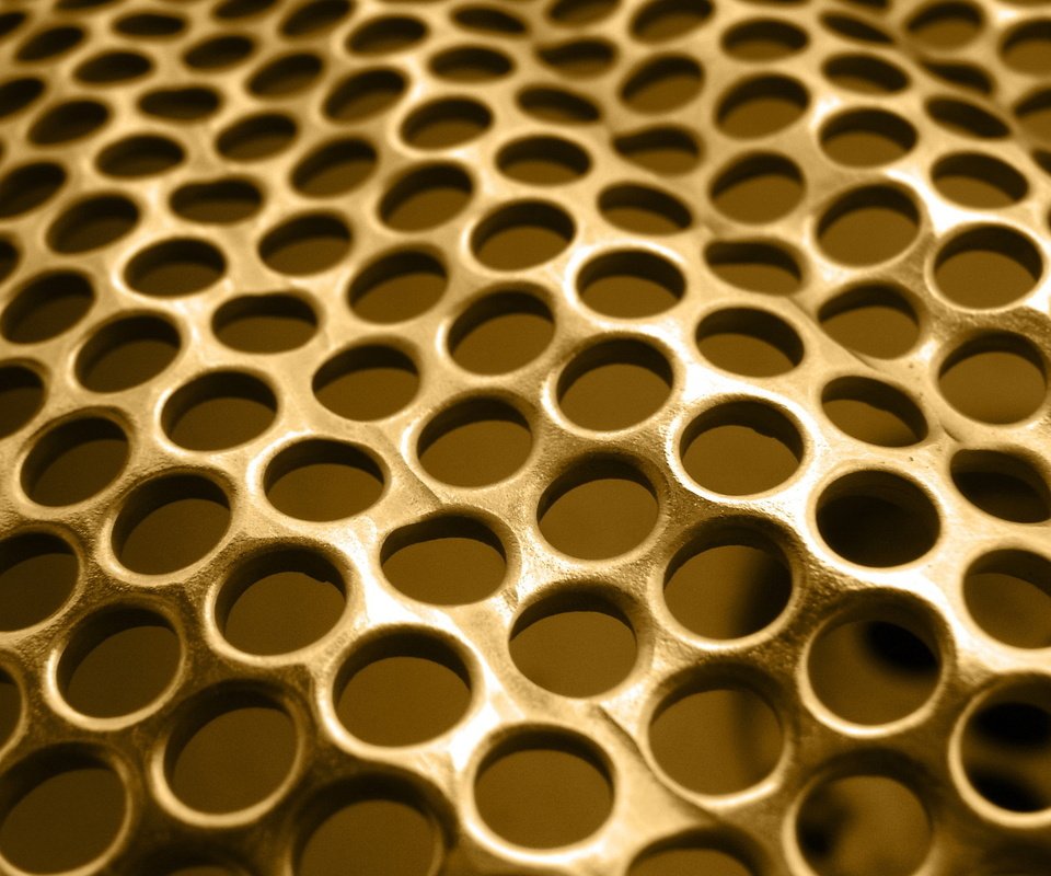 Обои металл, текстура, круги, сетка, кружочки, решетка, золото, ячейки, metal, texture, circles, mesh, grille, gold, cell разрешение 1920x1200 Загрузить