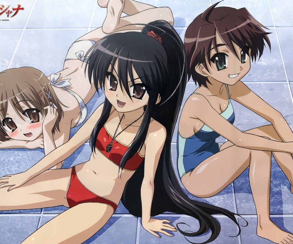 Обои купальник, shakugan no shana, shana,  бикини, yoshida kazumi, flat chest, fujii masahiro, megami, ogata matake, swimsuit, bikini разрешение 4230x2979 Загрузить