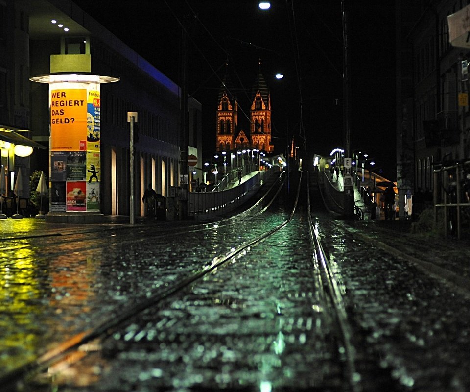 Обои город, улица, после дождя, the city, street, after the rain разрешение 1920x1200 Загрузить
